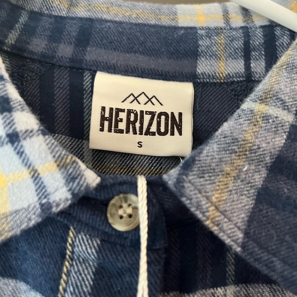 Women's Blue Plaid Button Down Shirt - Picture 2 of 4
